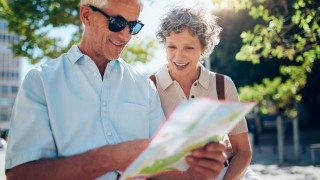 retired couple planning travel