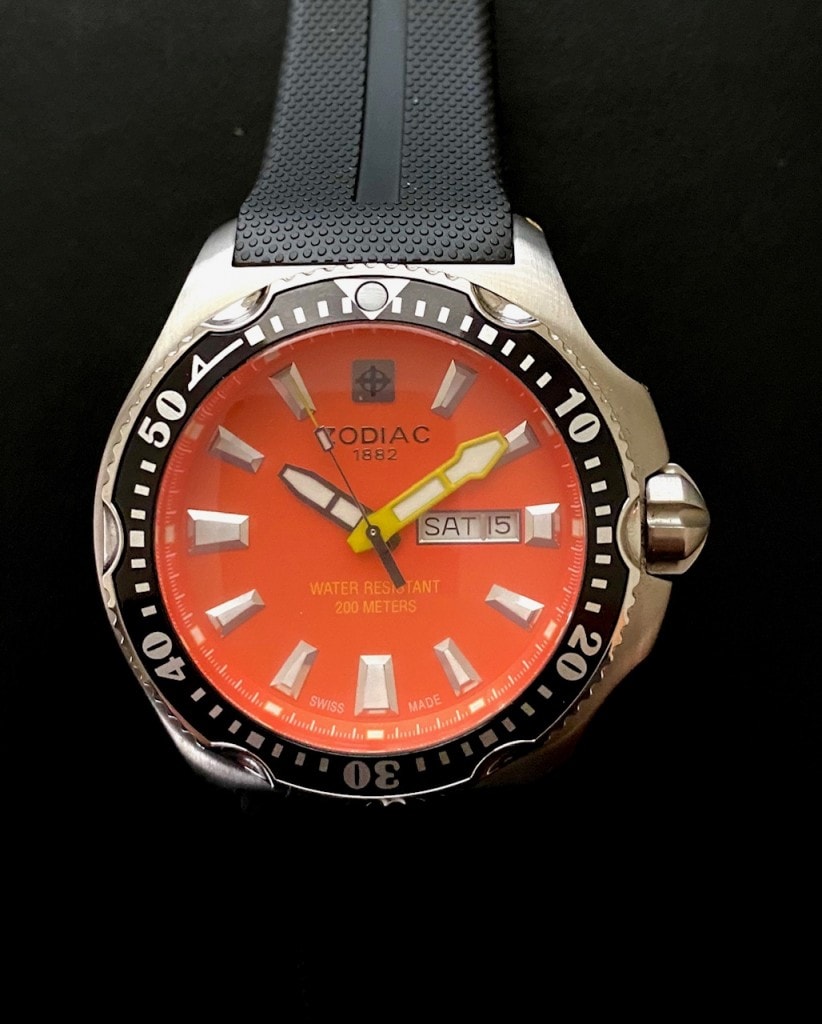 zodiac dive watch orange dial under 1000 dollars