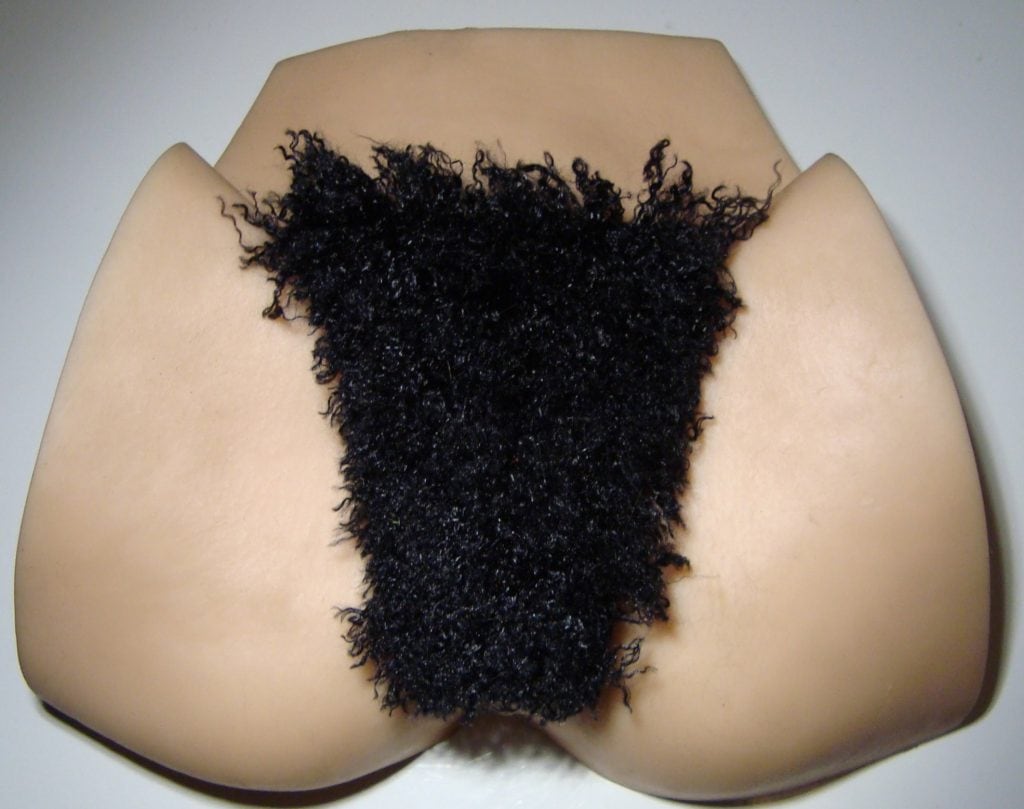 Merkin pubic wig on silicone model as lingerie