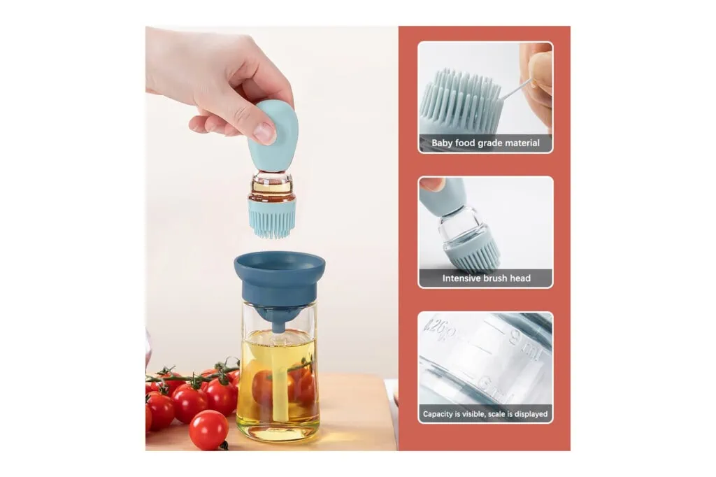 Glass Olive Oil Dispenser Bottle With Silicone Brush