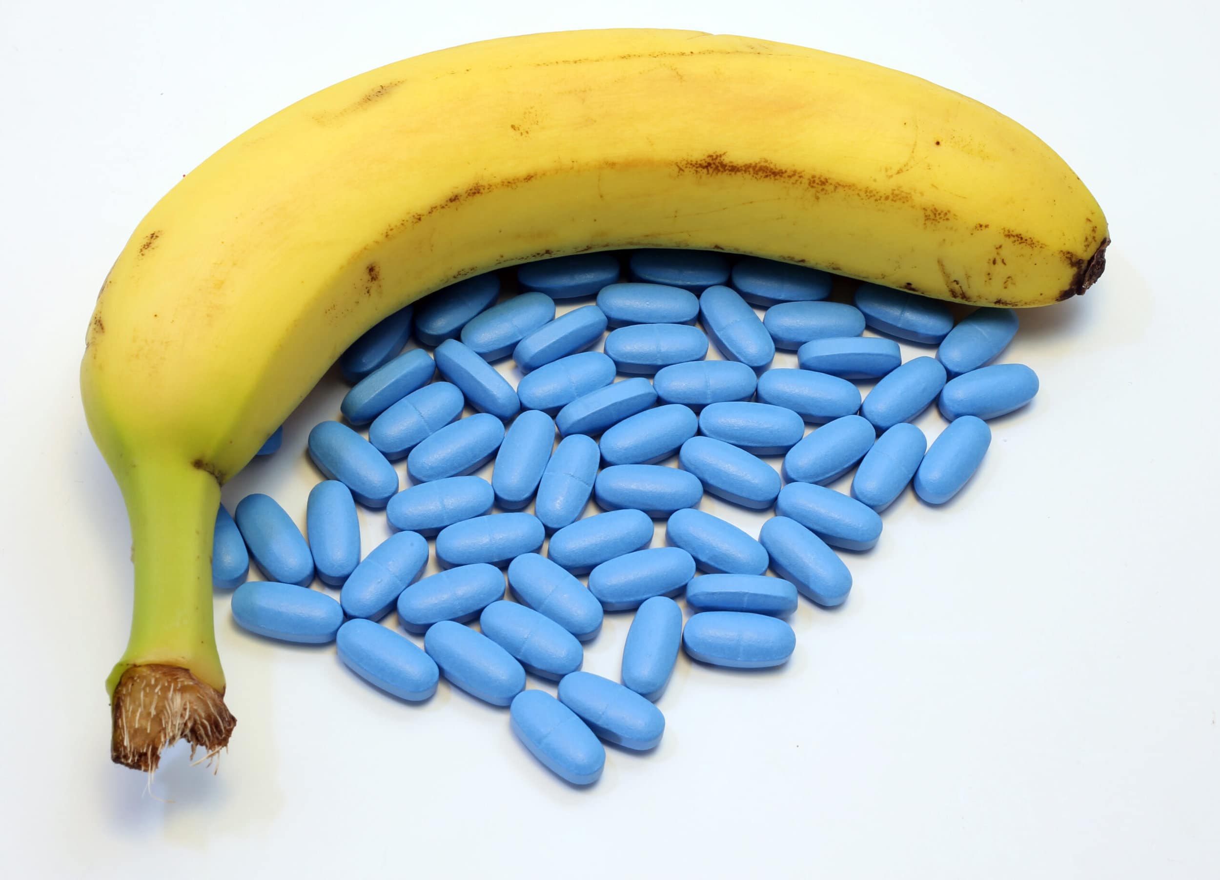 Yellow,Banana,With,Many,Blue,Pills,For,Male,Problems