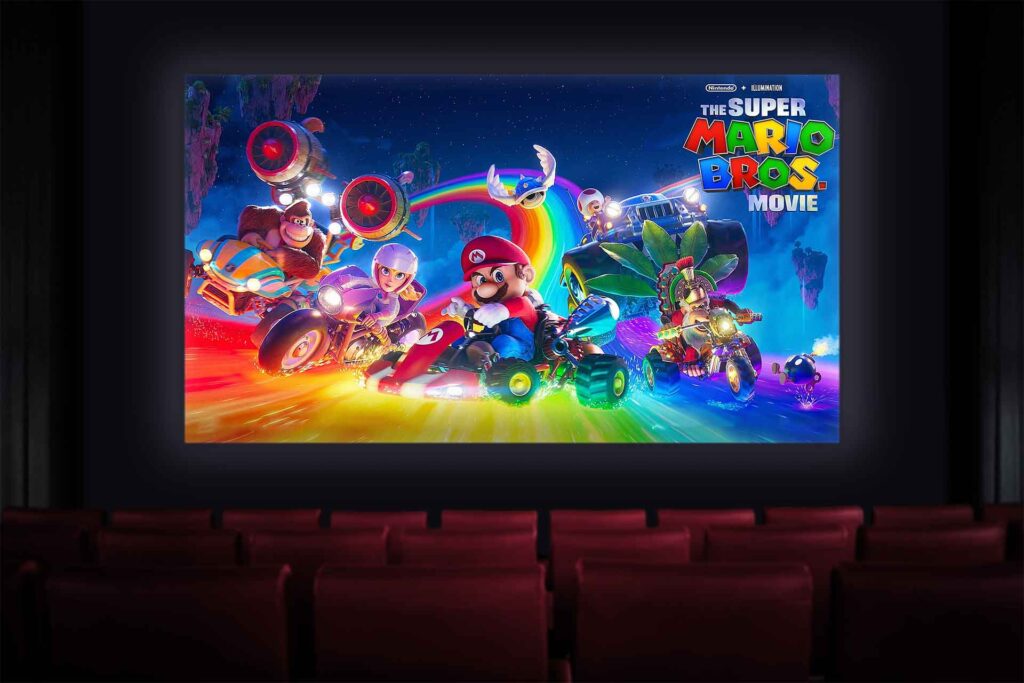 Super Mario Bros. movie on a cinema screen